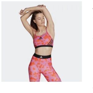 Adidas Pink and Orange Sports Bra and Leggings Set